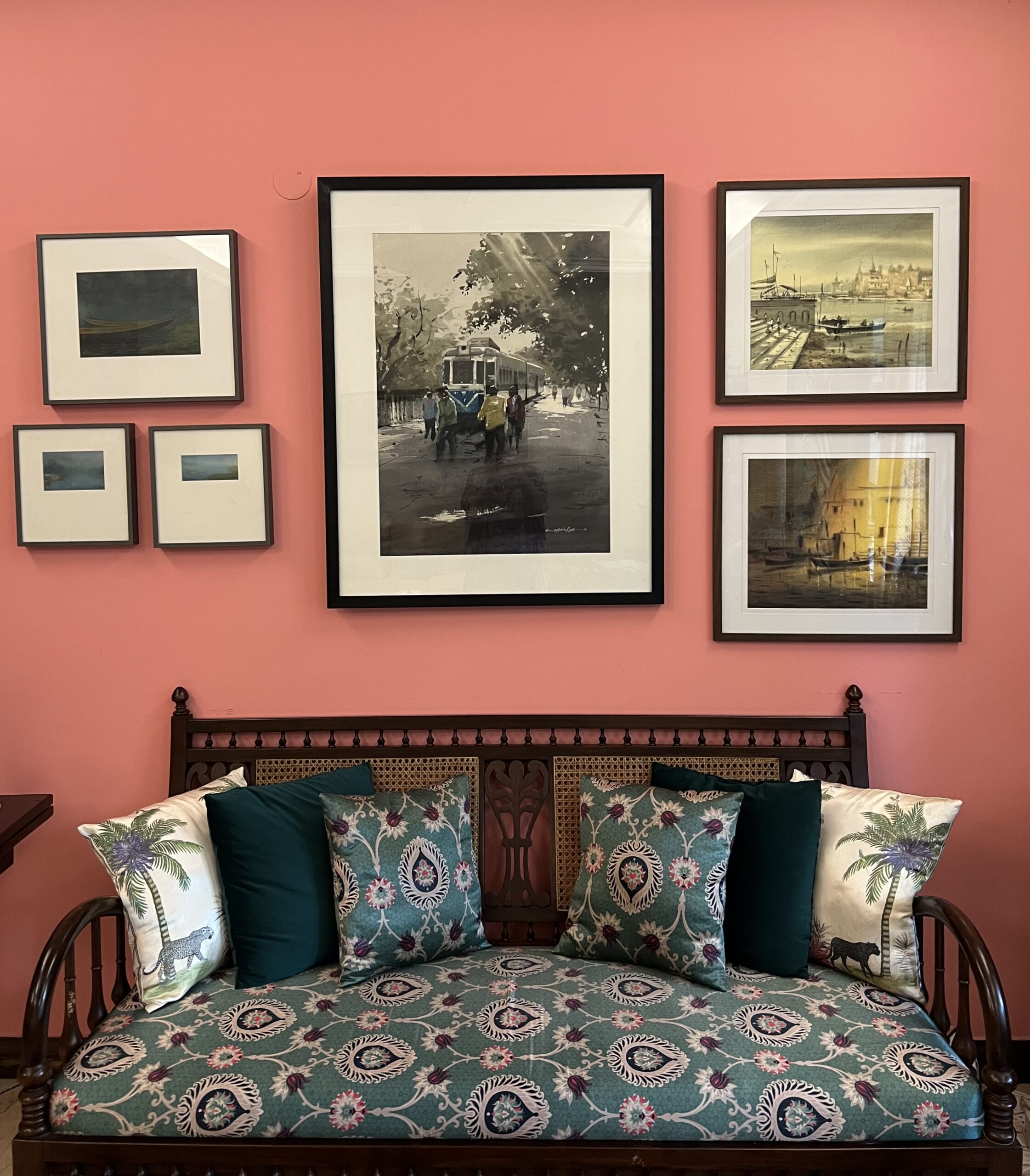 Pink gallery wall living room - affects my mood